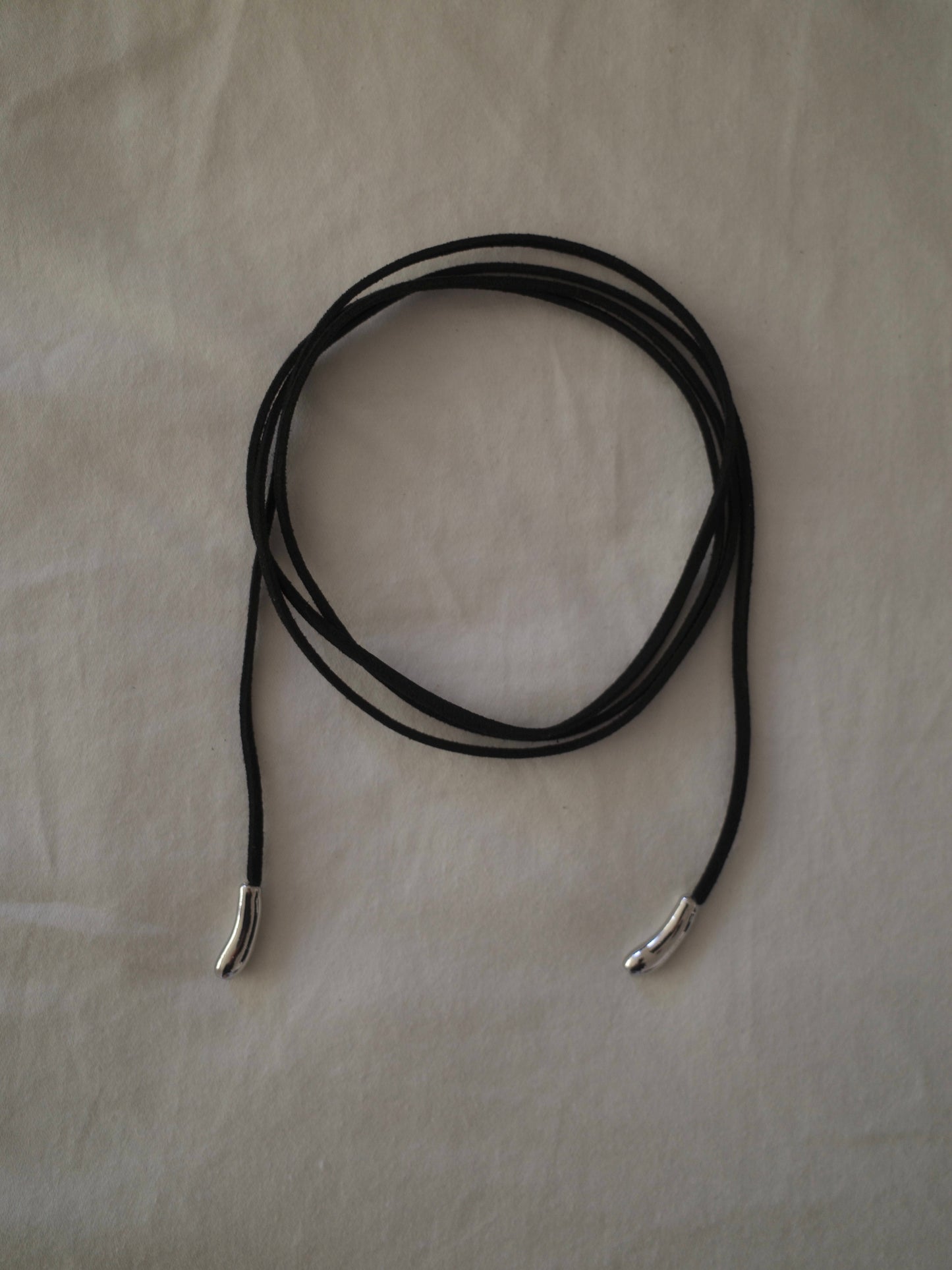 Suede ivy Necklace (Black×Silver)
