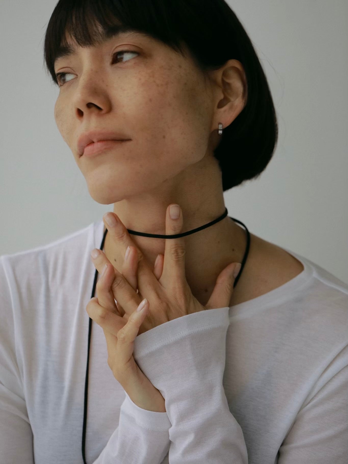 Suede ivy Necklace (Black×Silver)