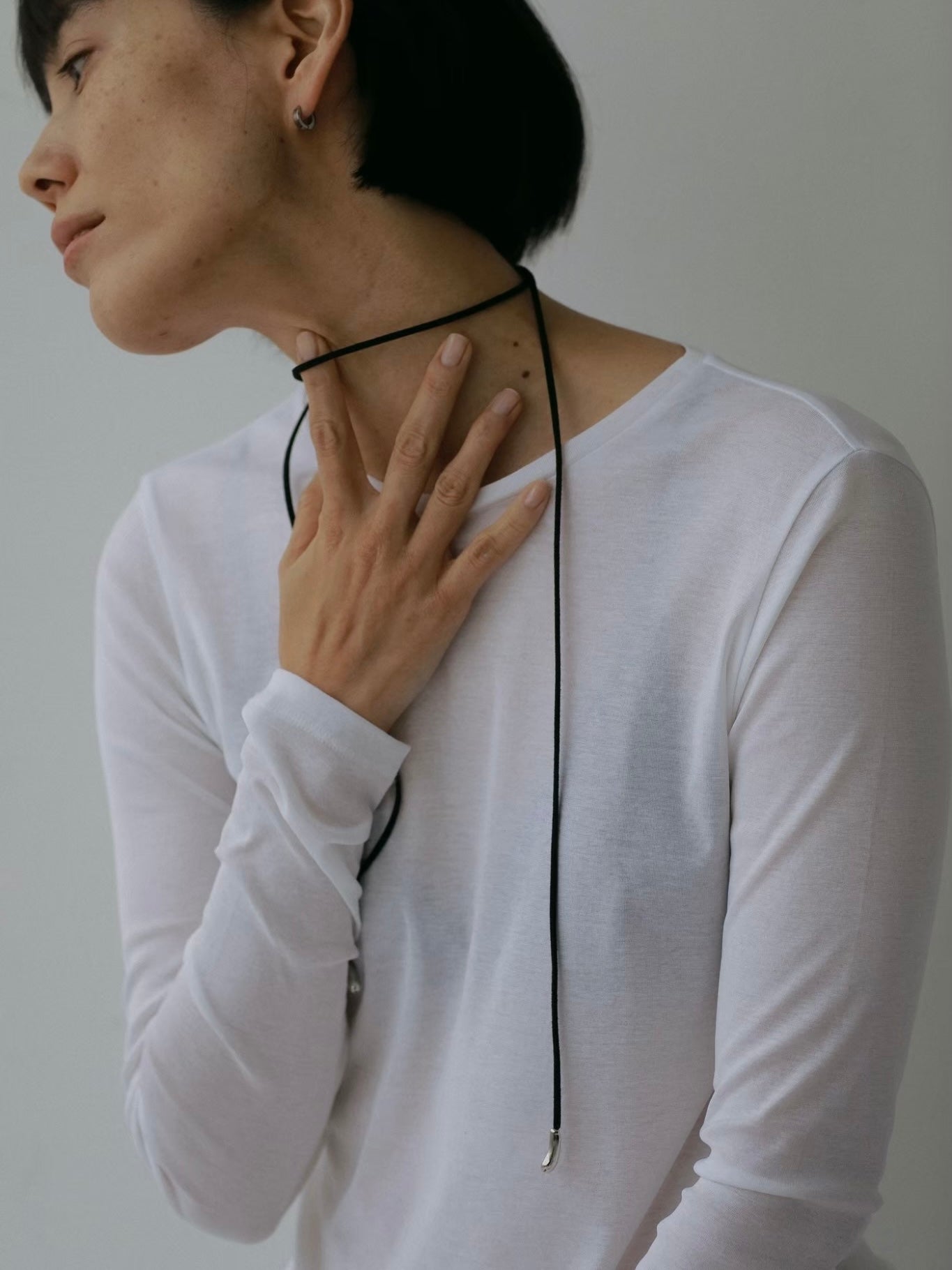 Suede ivy Necklace (Black×Silver)