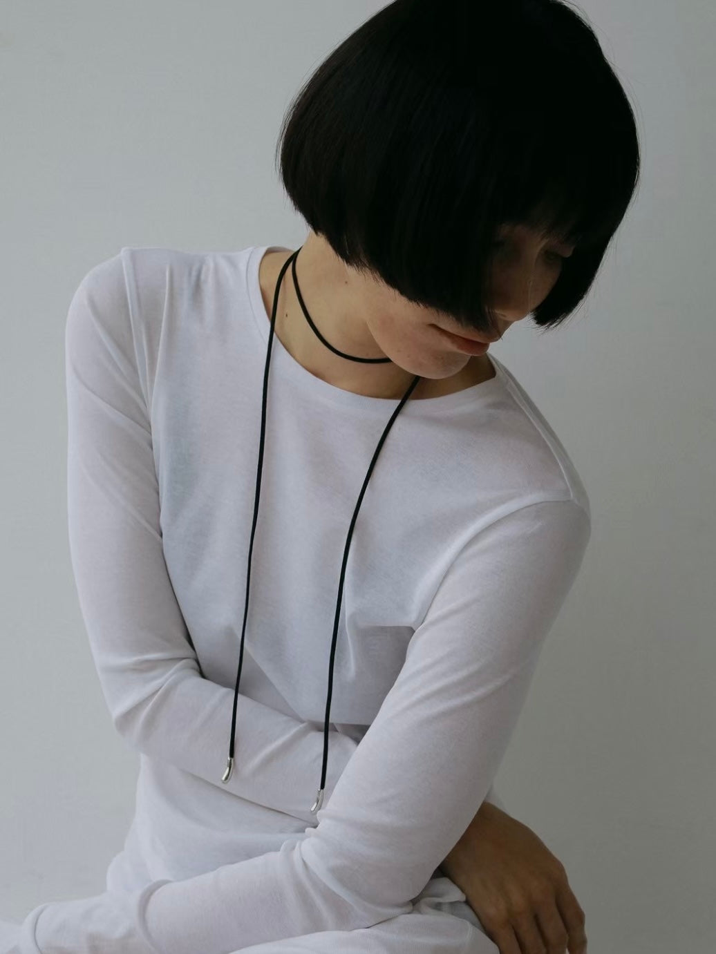 Suede ivy Necklace (Black×Silver)