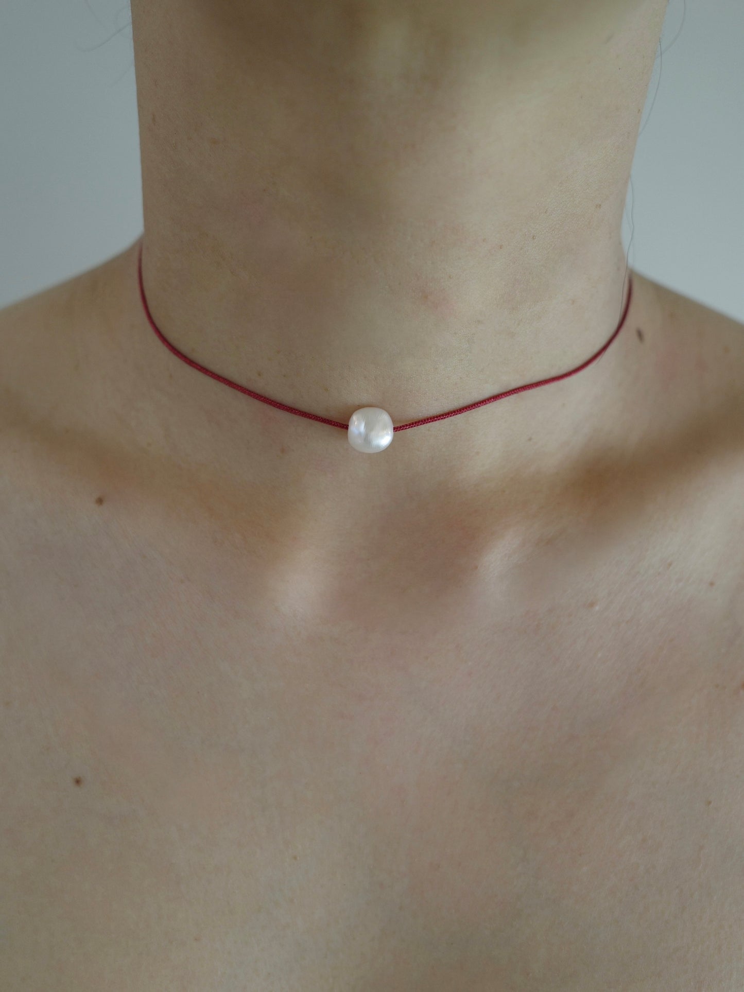Cord Pearl Necklace (Bordeaux)