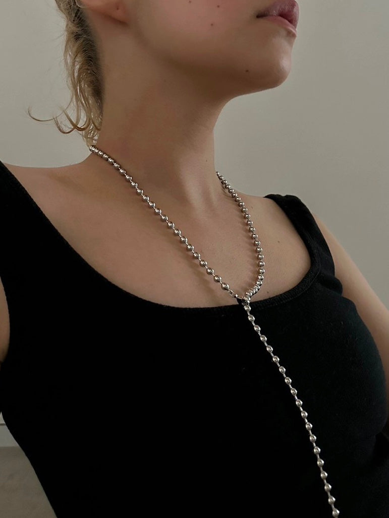 tres Long sphere Necklace (Silver) 3