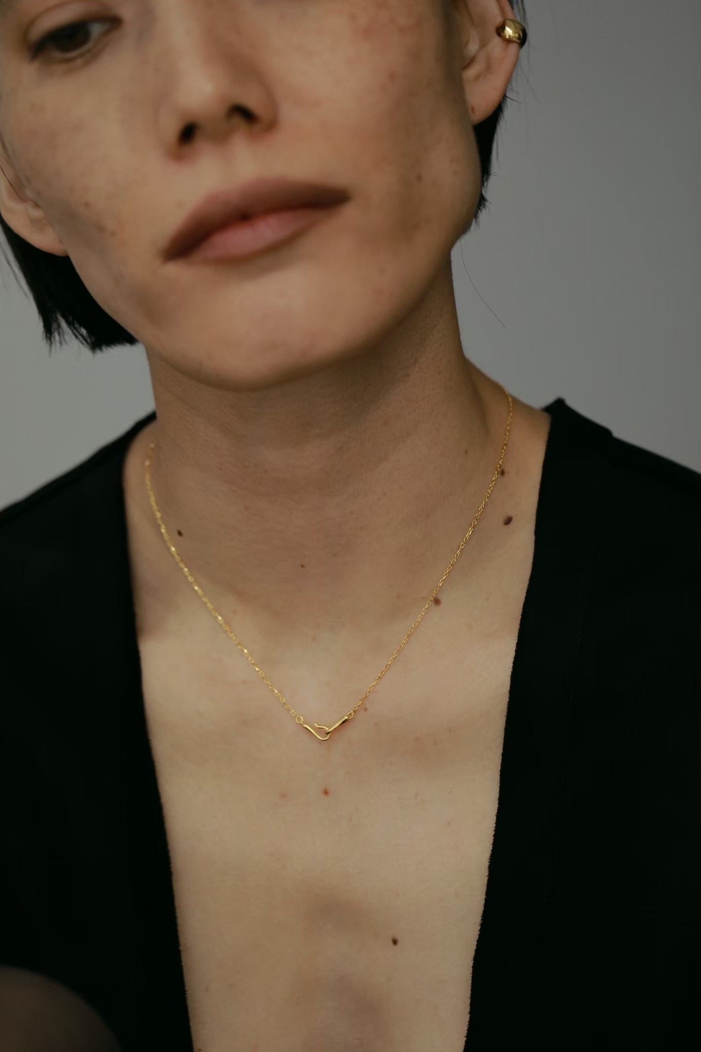 ［silver925］Hook Necklace (Gold)