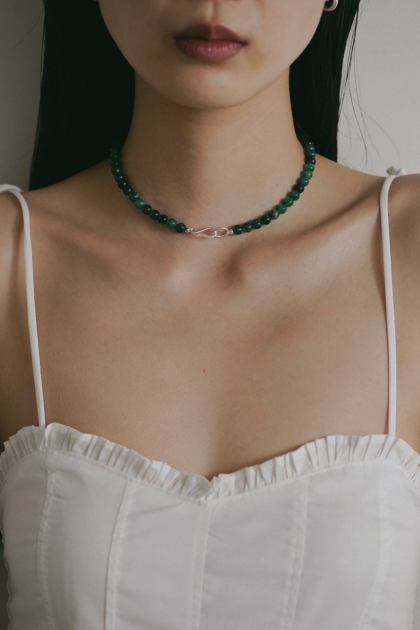 ［silver925］Stone Necklace (Green)