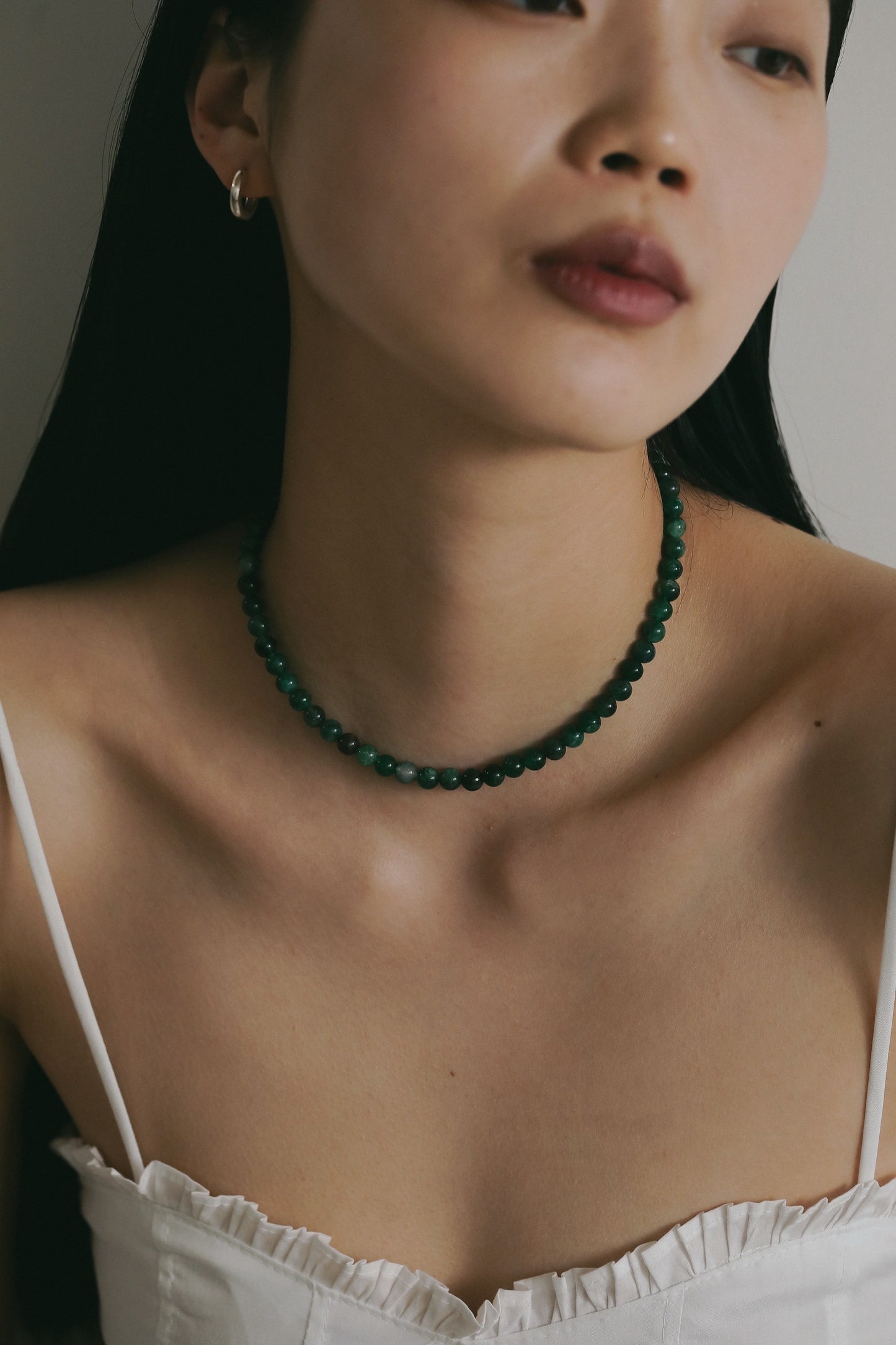 ［silver925］Stone Necklace (Green)