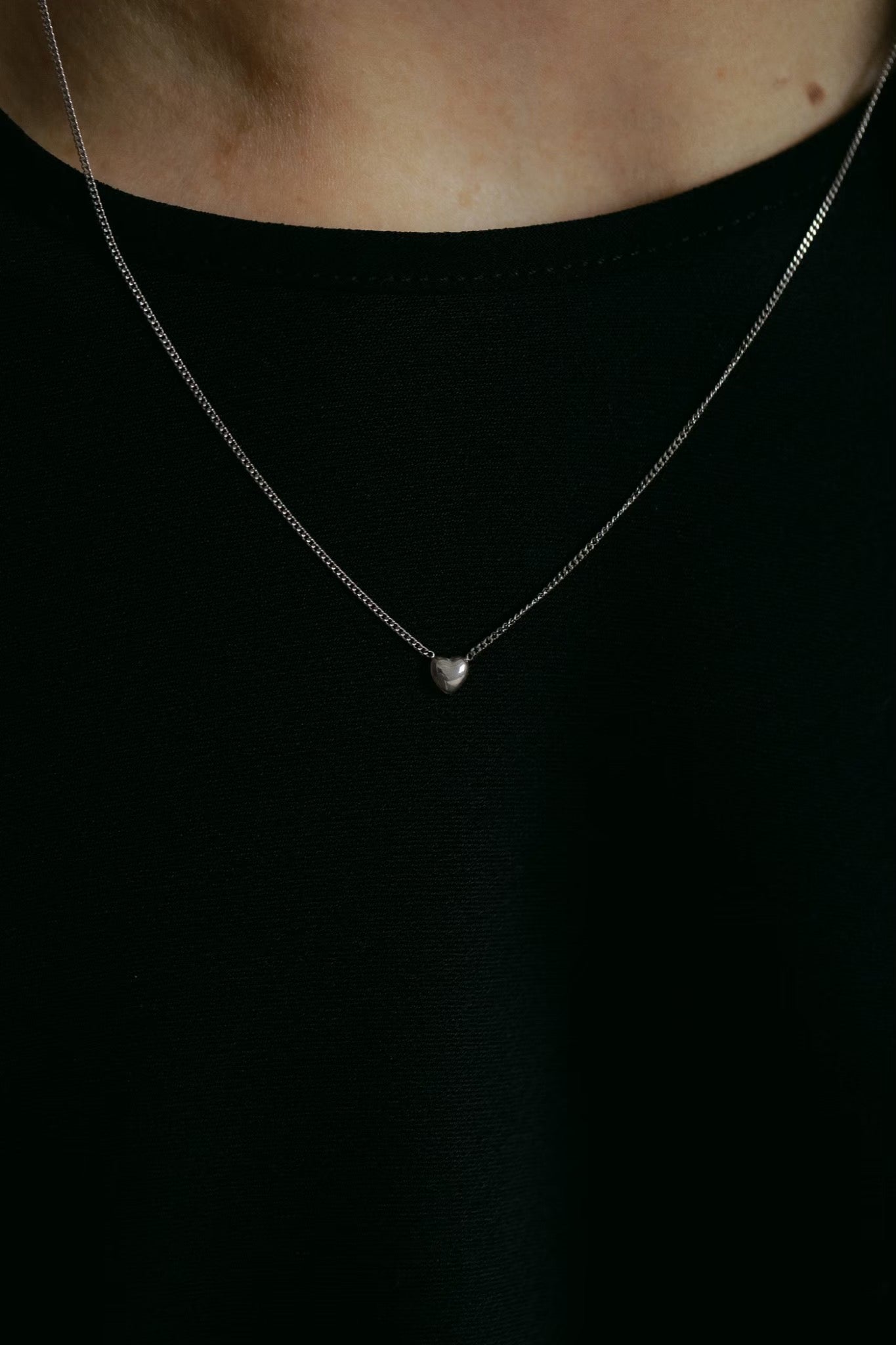 ［316L］Mini heart Necklace (Silver)