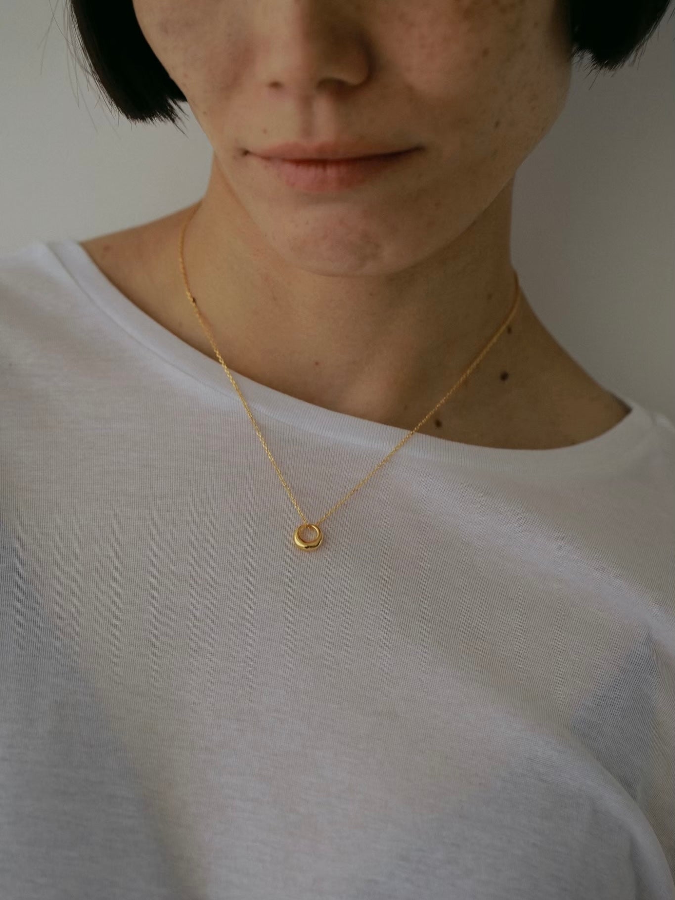 ［silver925］Mini circle Necklace (Gold)