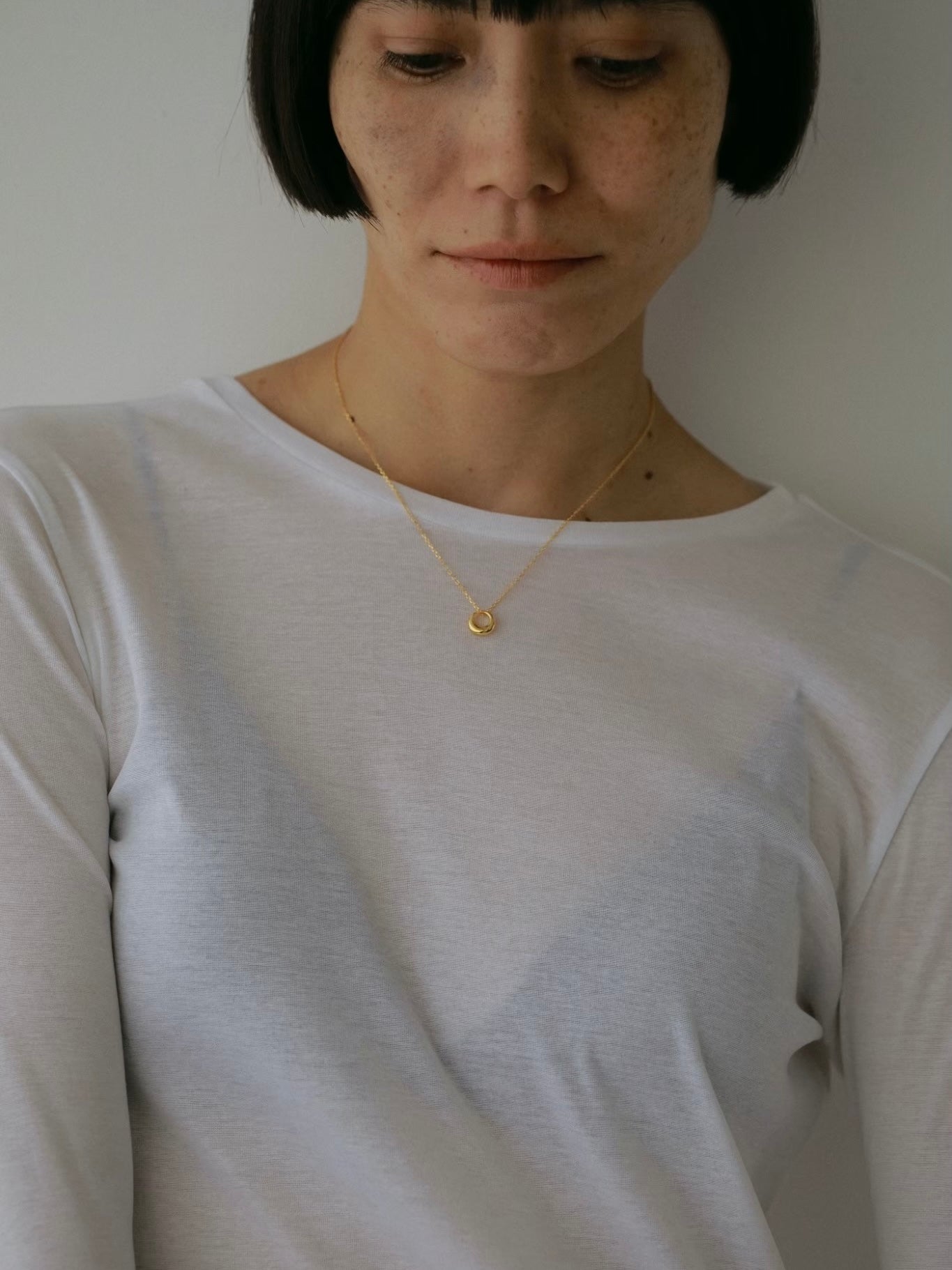 ［silver925］Mini circle Necklace (Gold)