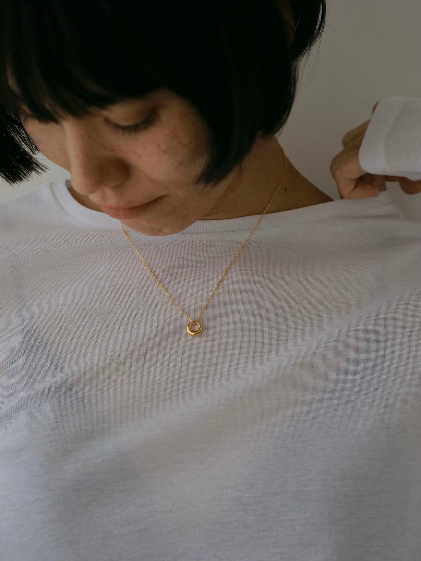 ［silver925］Mini circle Necklace (Gold)