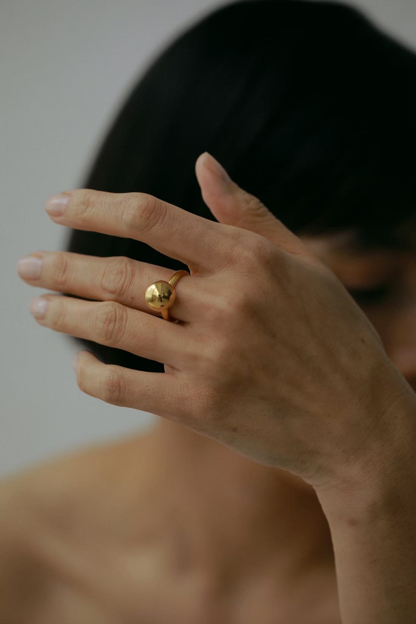 ［silver925］Large ball Ring (Gold)