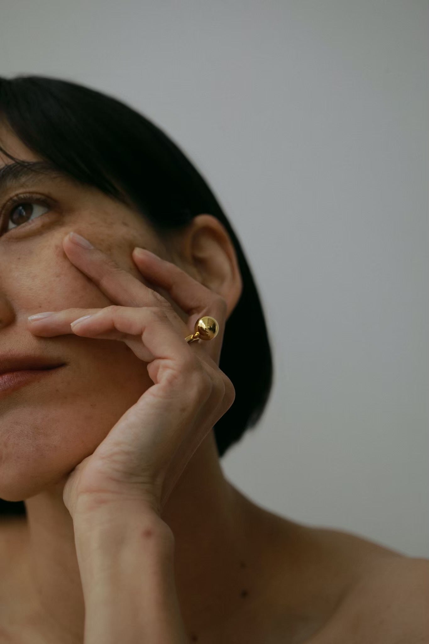 ［silver925］Large ball Ring (Gold)