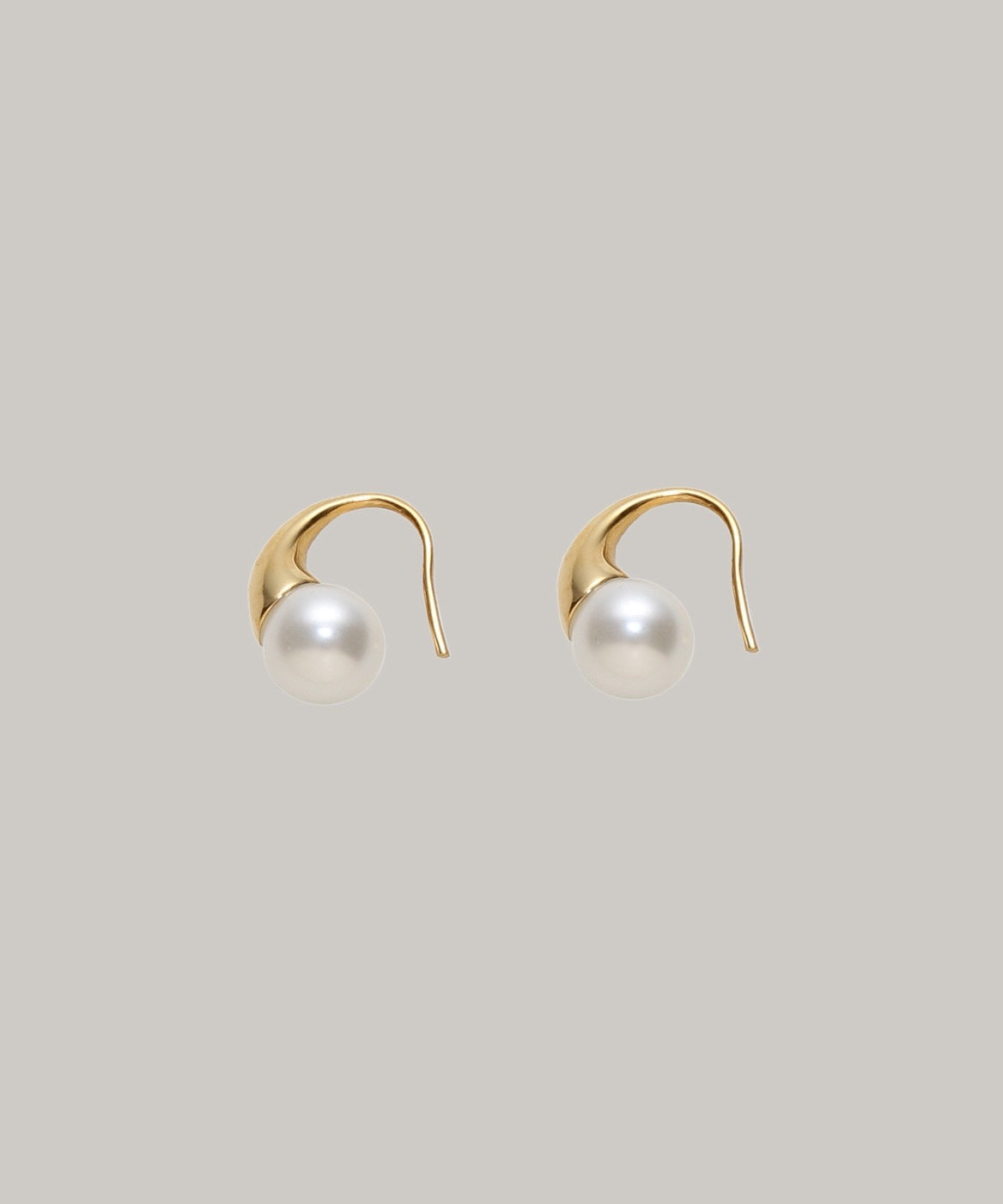［silver925］Curve pearl Pierce (Gold)