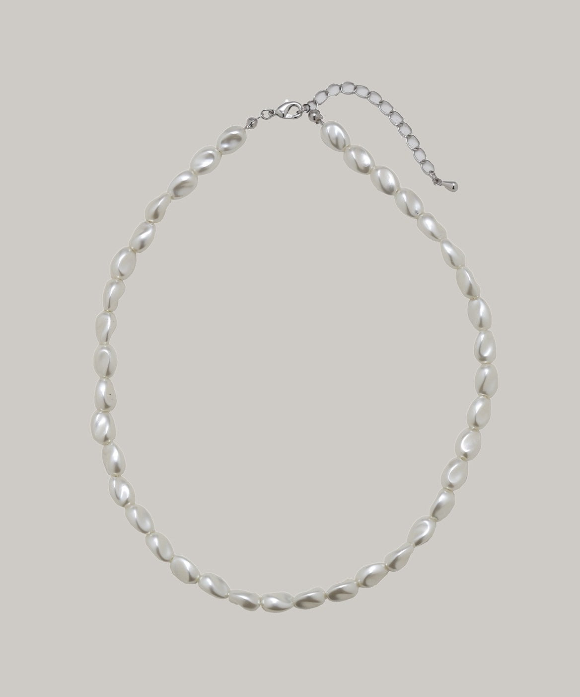 Twist pearl Necklace (White×Silver)