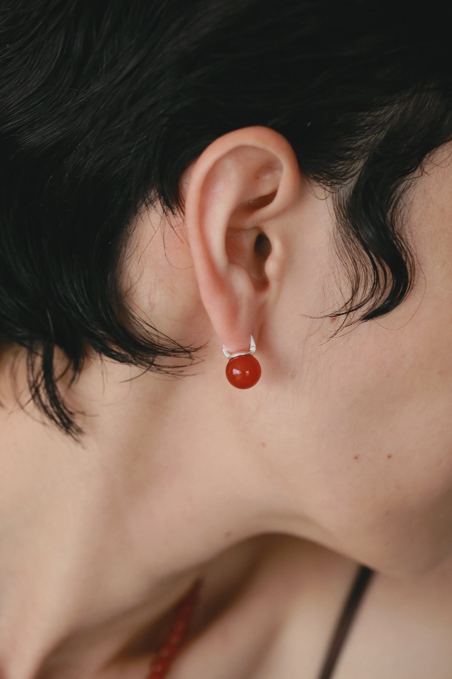 ［silver925］Color stone Pierce (Red)