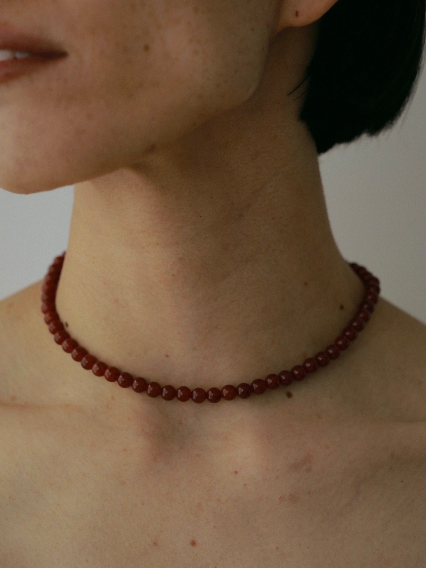 ［silver925］Stone Necklace (Bordeaux)
