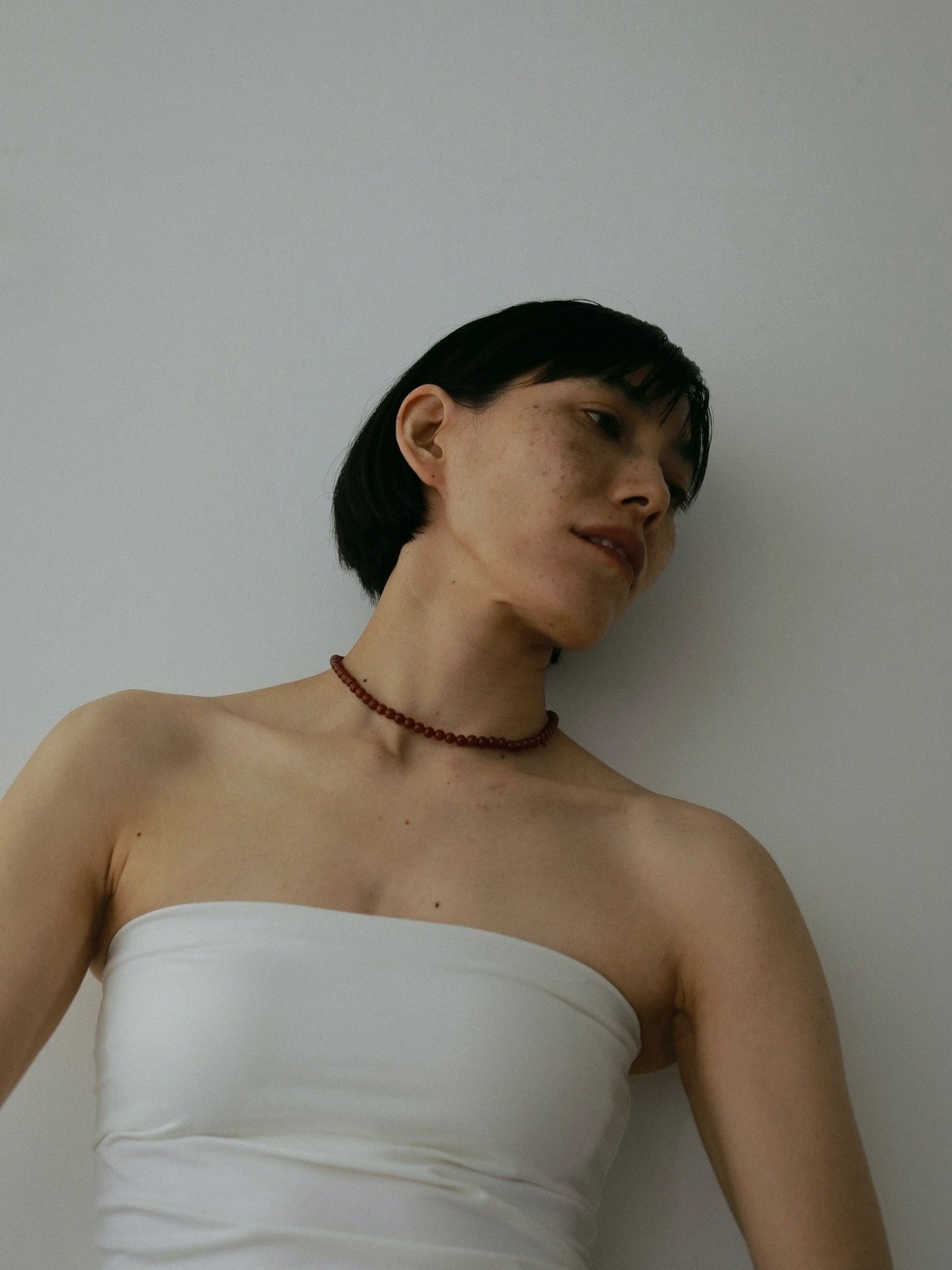 ［silver925］Stone Necklace (Bordeaux)