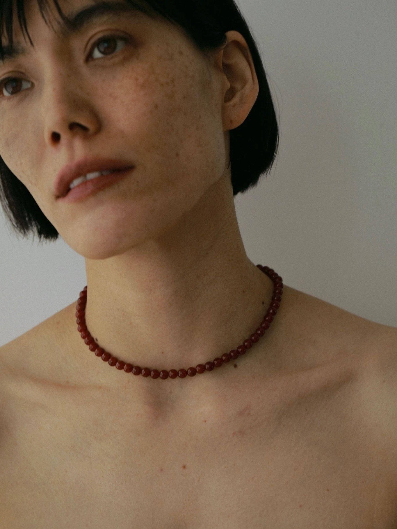 ［silver925］Stone Necklace (Bordeaux)