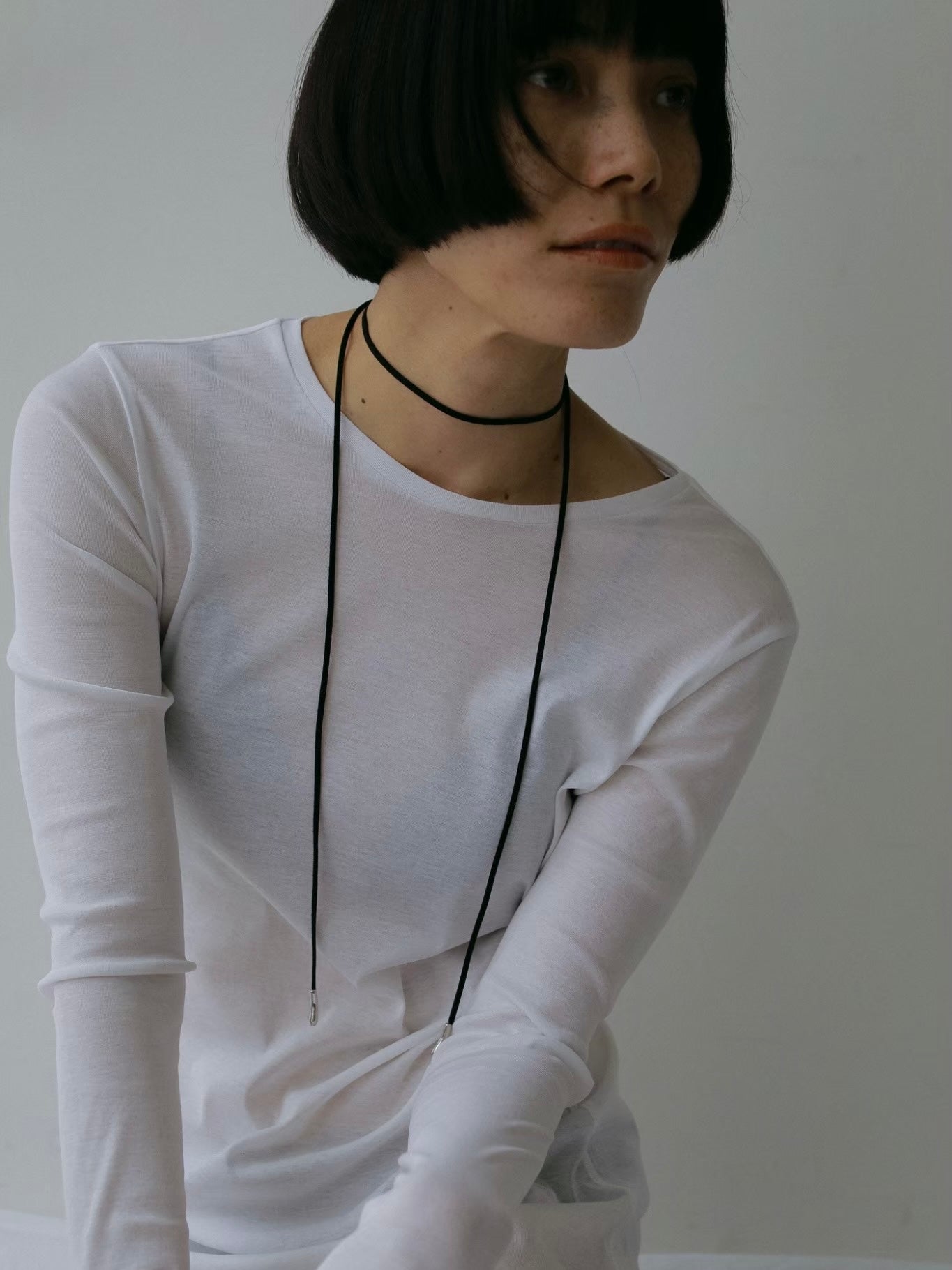 Suede ivy Necklace (Black×Silver)
