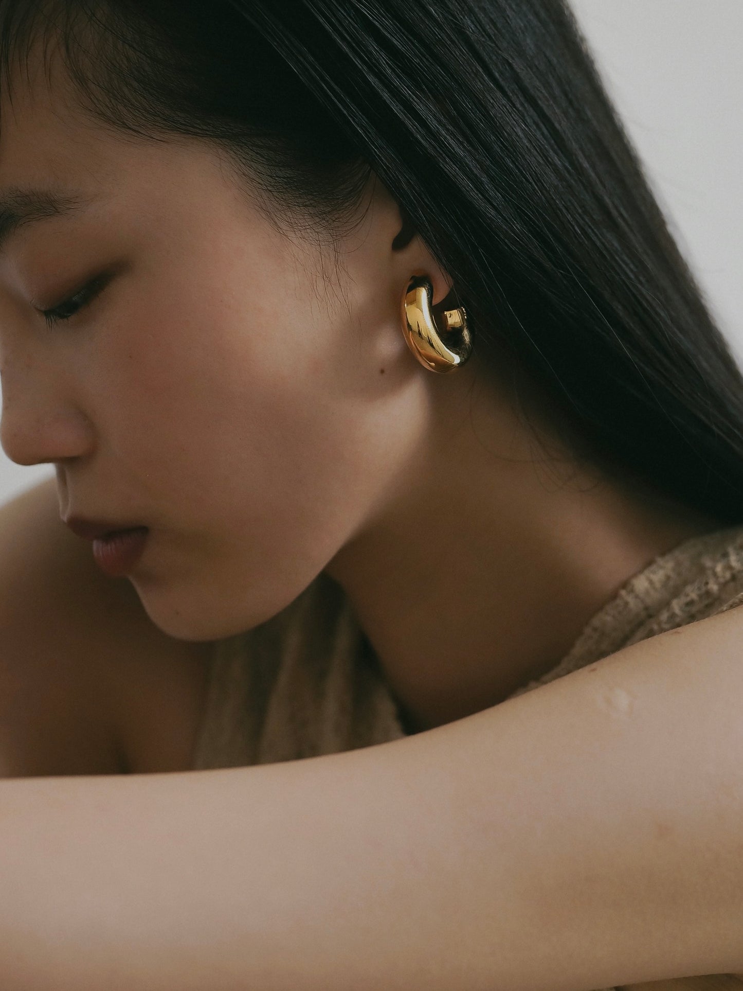 ［silver925］Wide hoop Pierce (Gold)