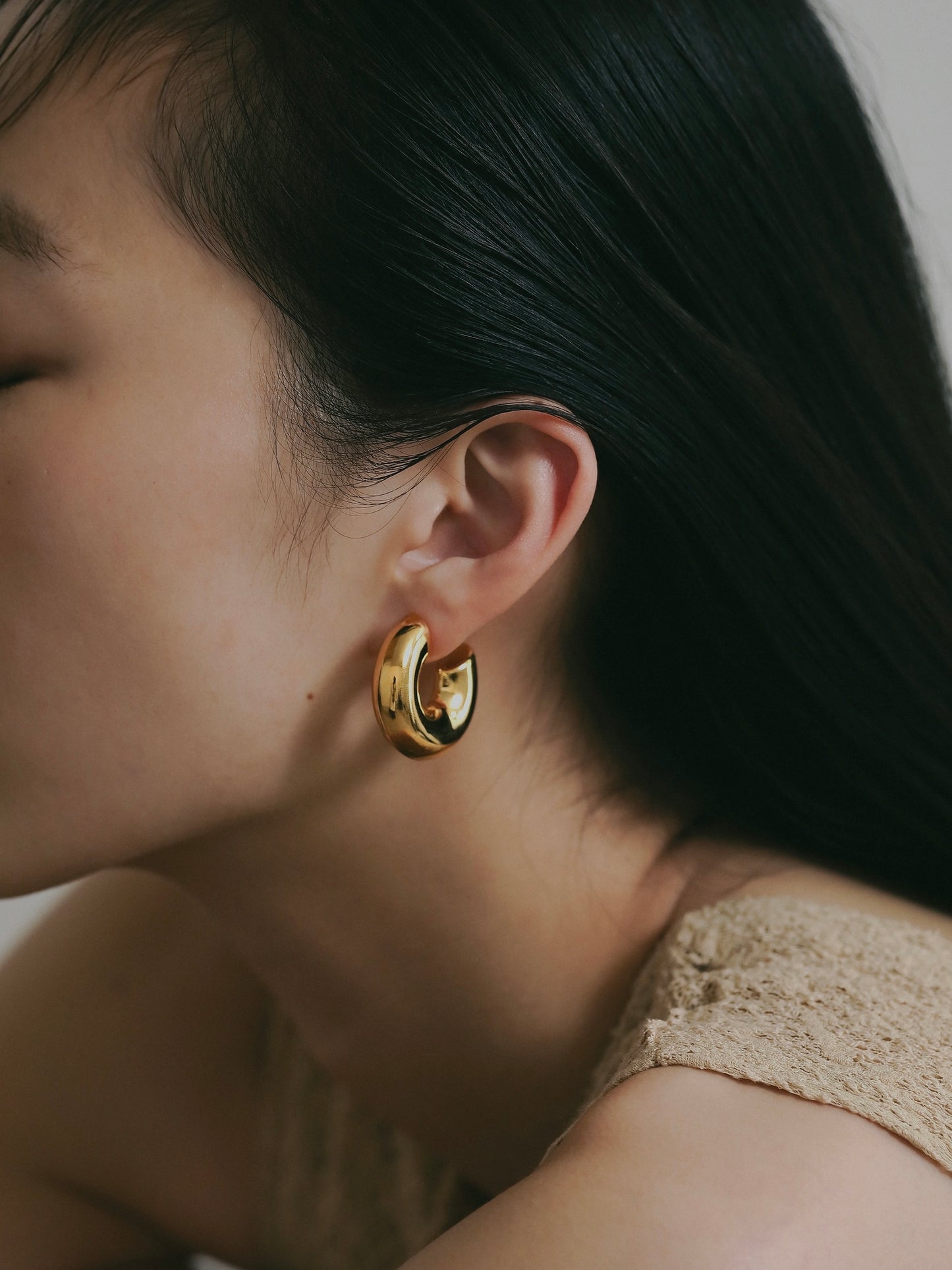 ［silver925］Wide hoop Pierce (Gold)