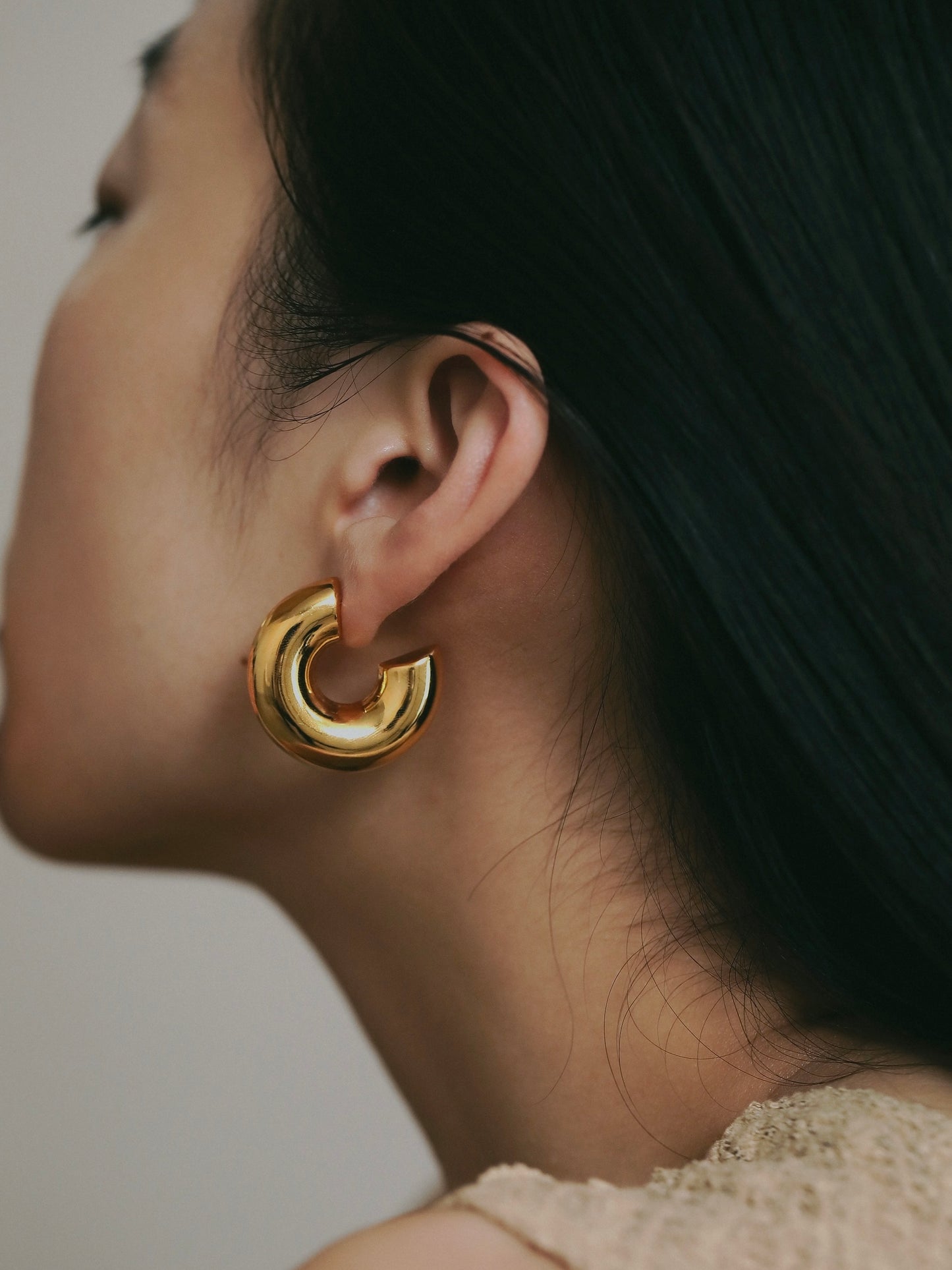 ［silver925］Wide hoop Pierce (Gold)
