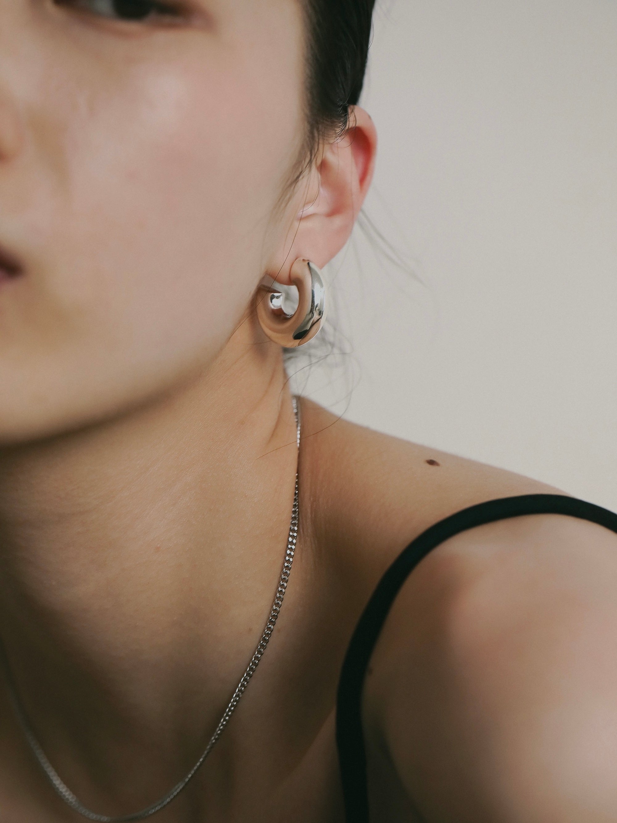 silver925］Mini wide hoop Pierce (Silver) – TRES