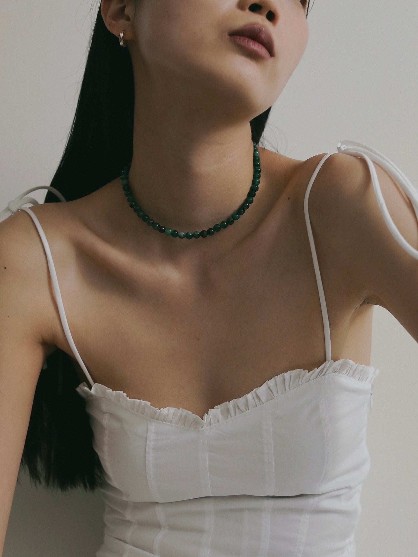 ［silver925］Stone Necklace (Green)
