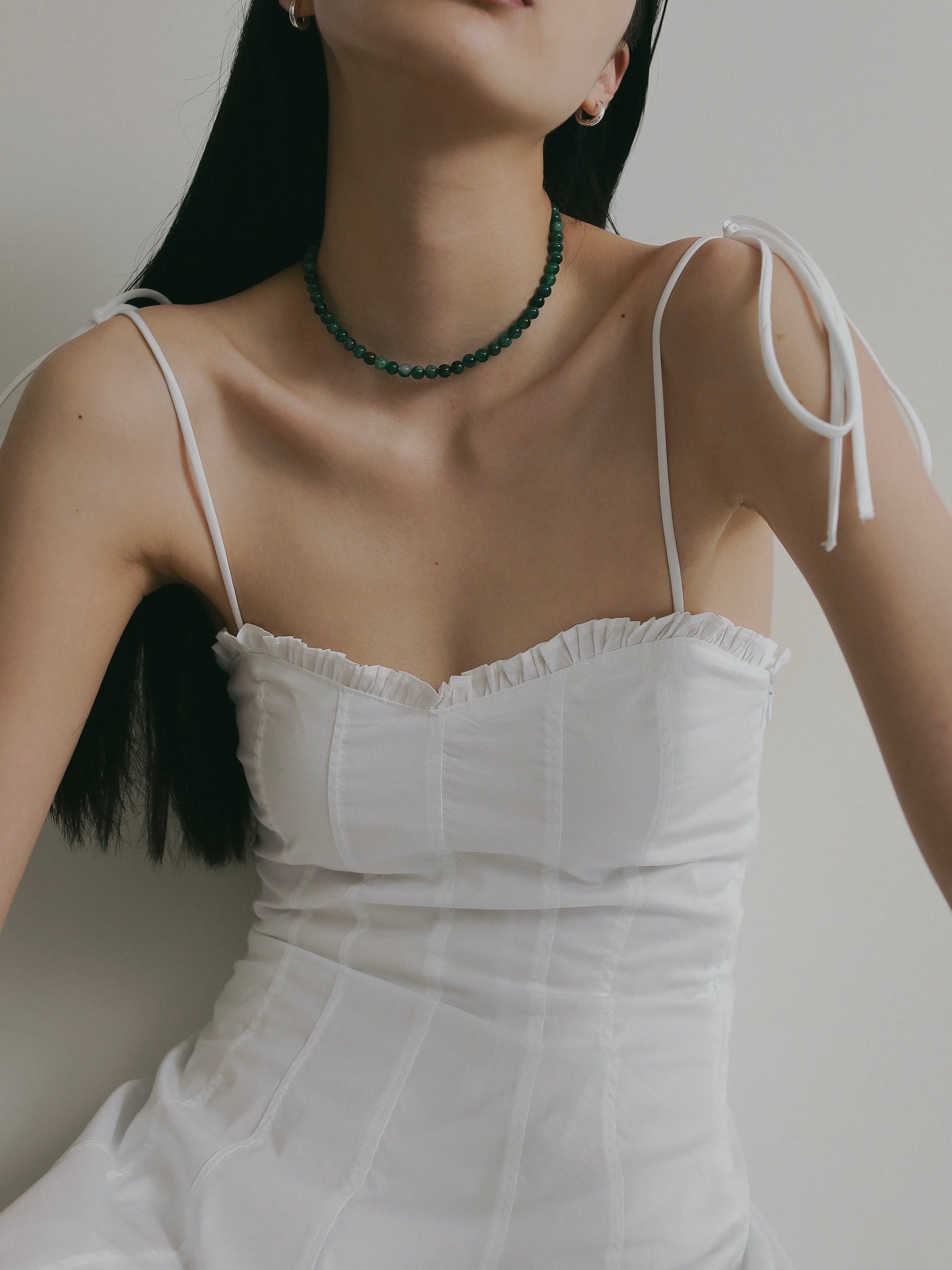 silver925］Stone Necklace (Green) – TRES