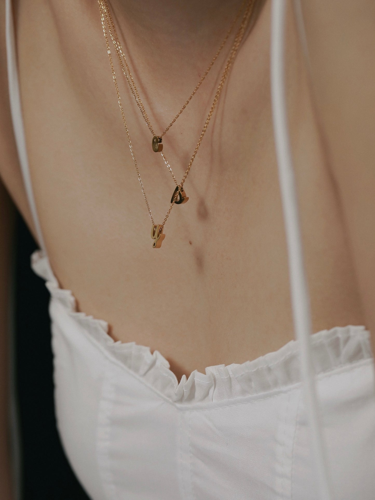 ［316L］Small initial Necklace (Gold)