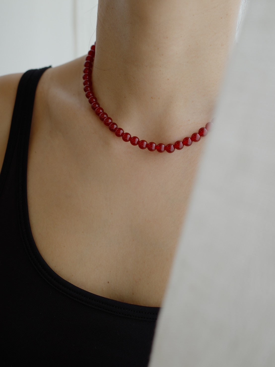 ［silver925］Stone Necklace (Red)