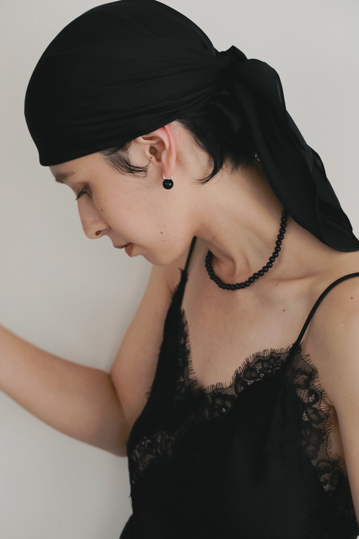 ［silver925］Stone Necklace (Black)