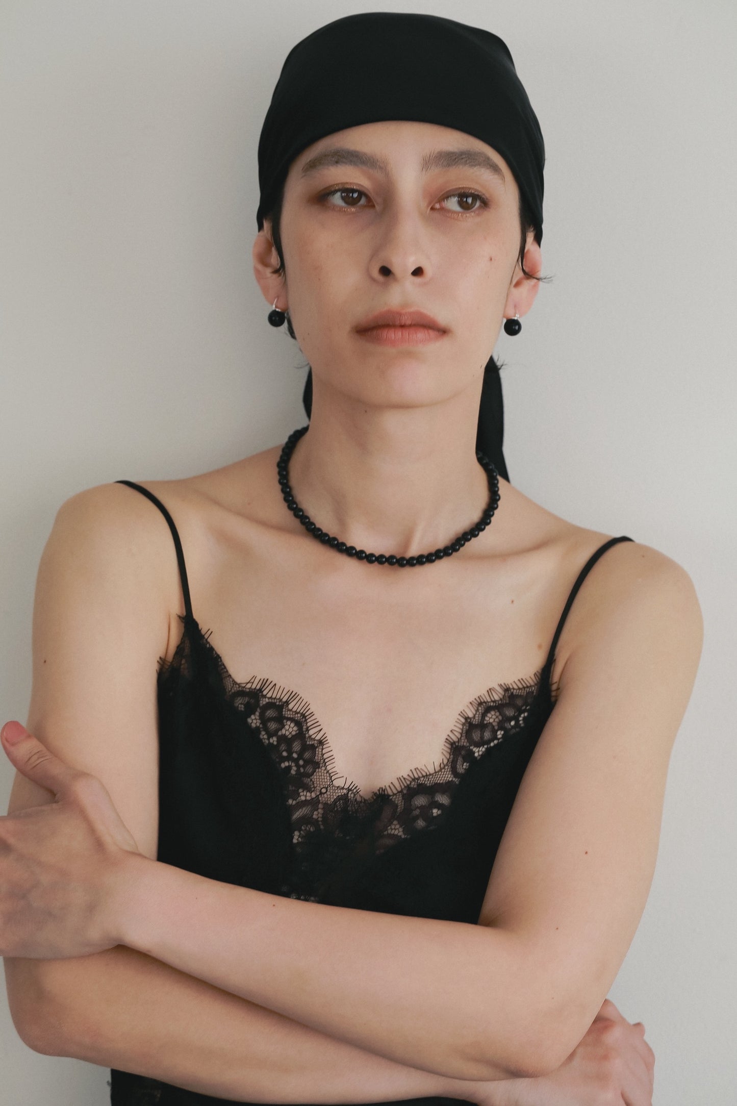［silver925］Stone Necklace (Black)