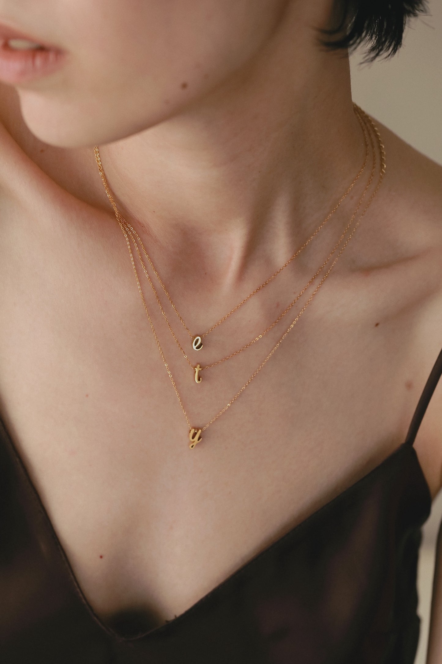 ［316L］Small initial Necklace (Gold)