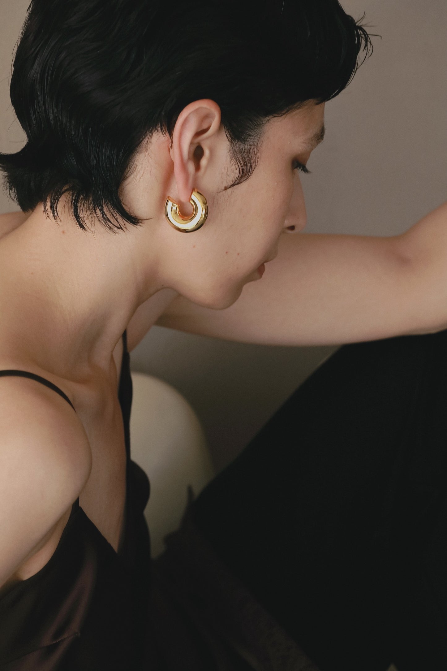 ［silver925］Wide hoop Pierce (Gold)