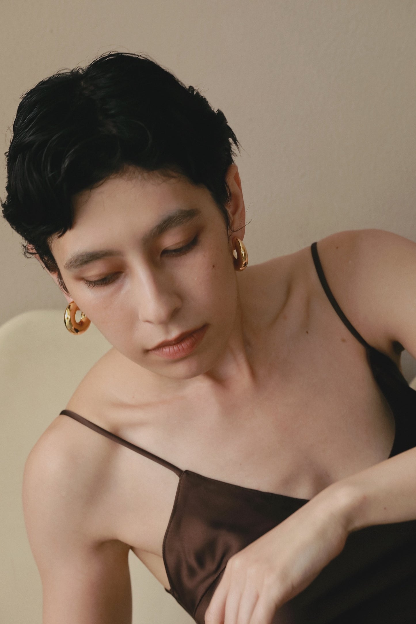 ［silver925］Wide hoop Pierce (Gold)
