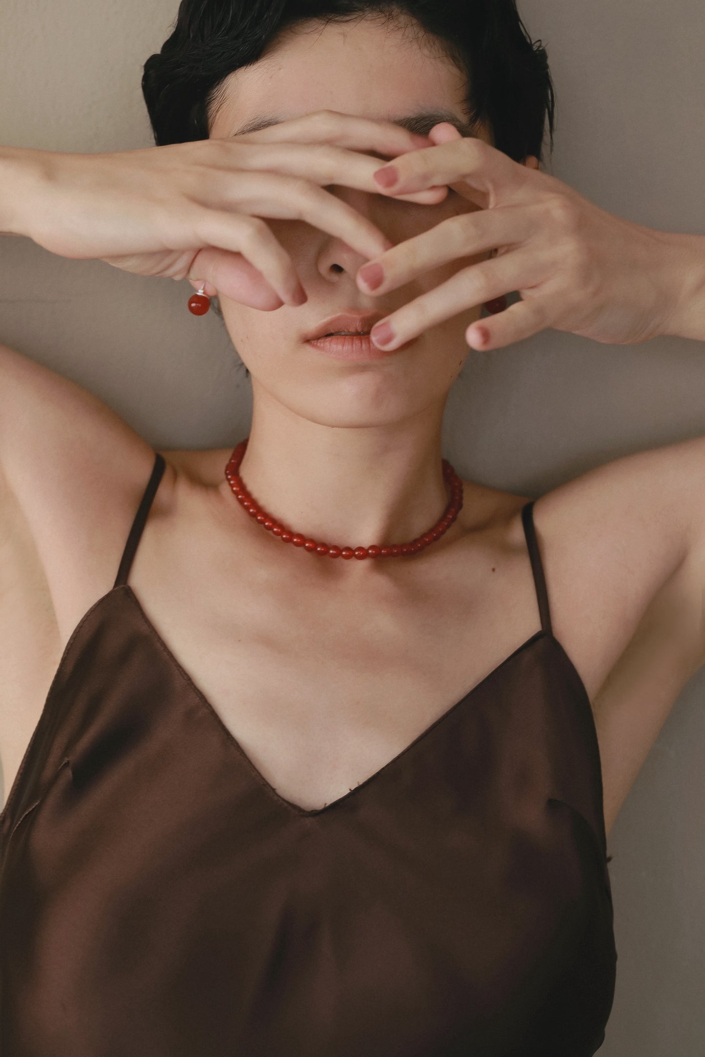 ［silver925］Stone Necklace (Bordeaux)