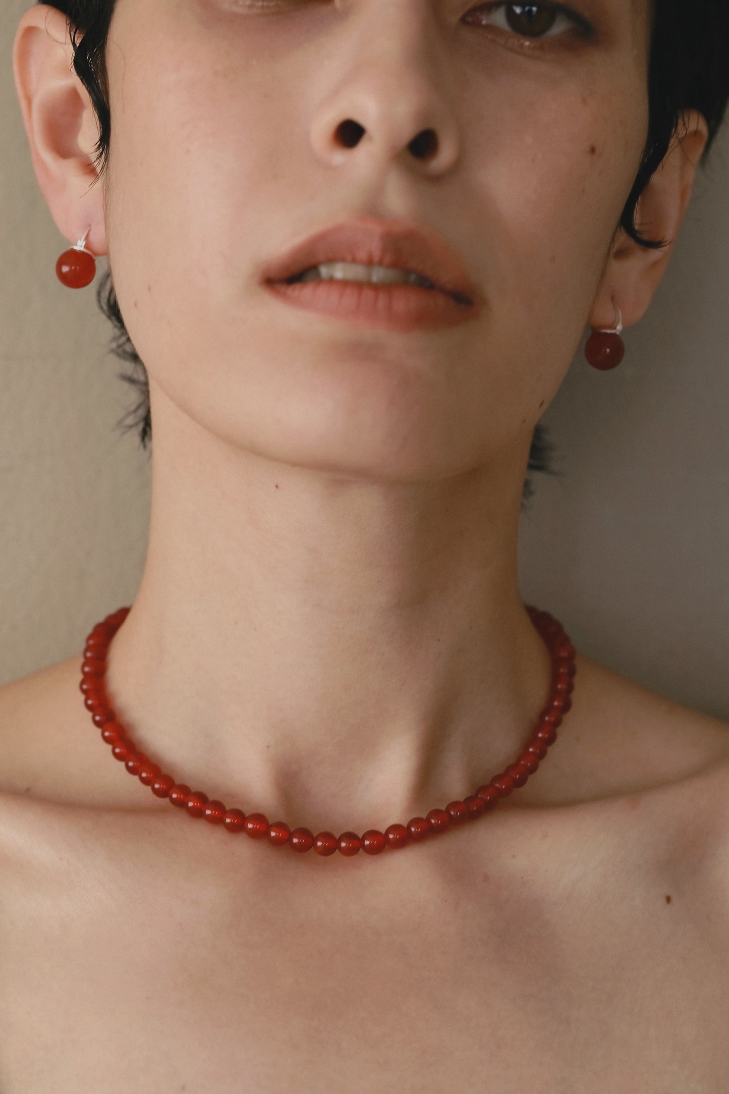 ［silver925］Stone Necklace (Bordeaux)