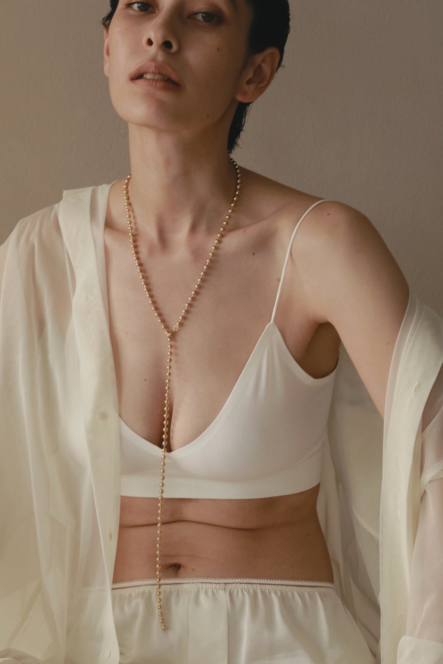 Long sphere Necklace (Gold)