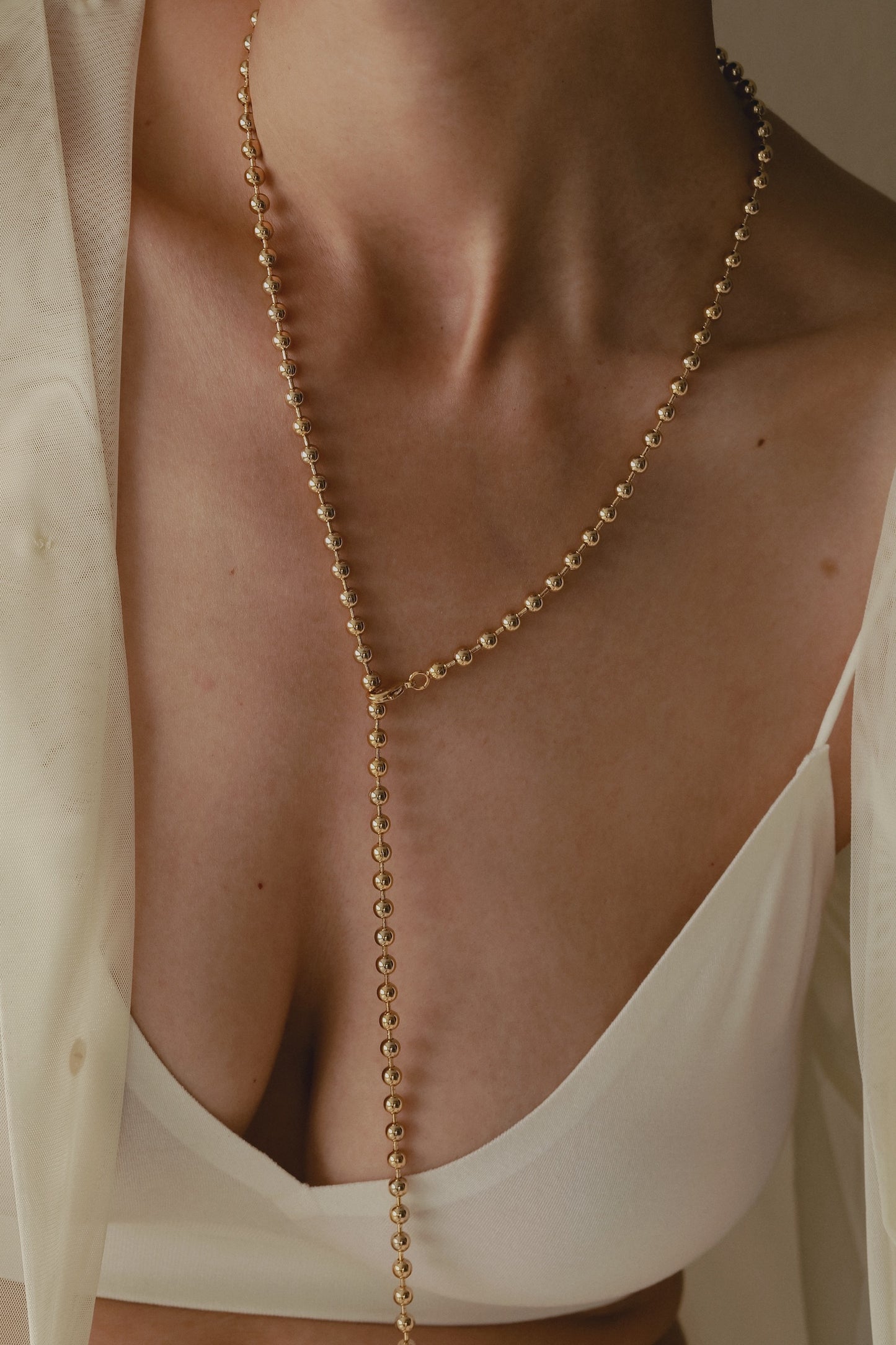 Long sphere Necklace (Gold)