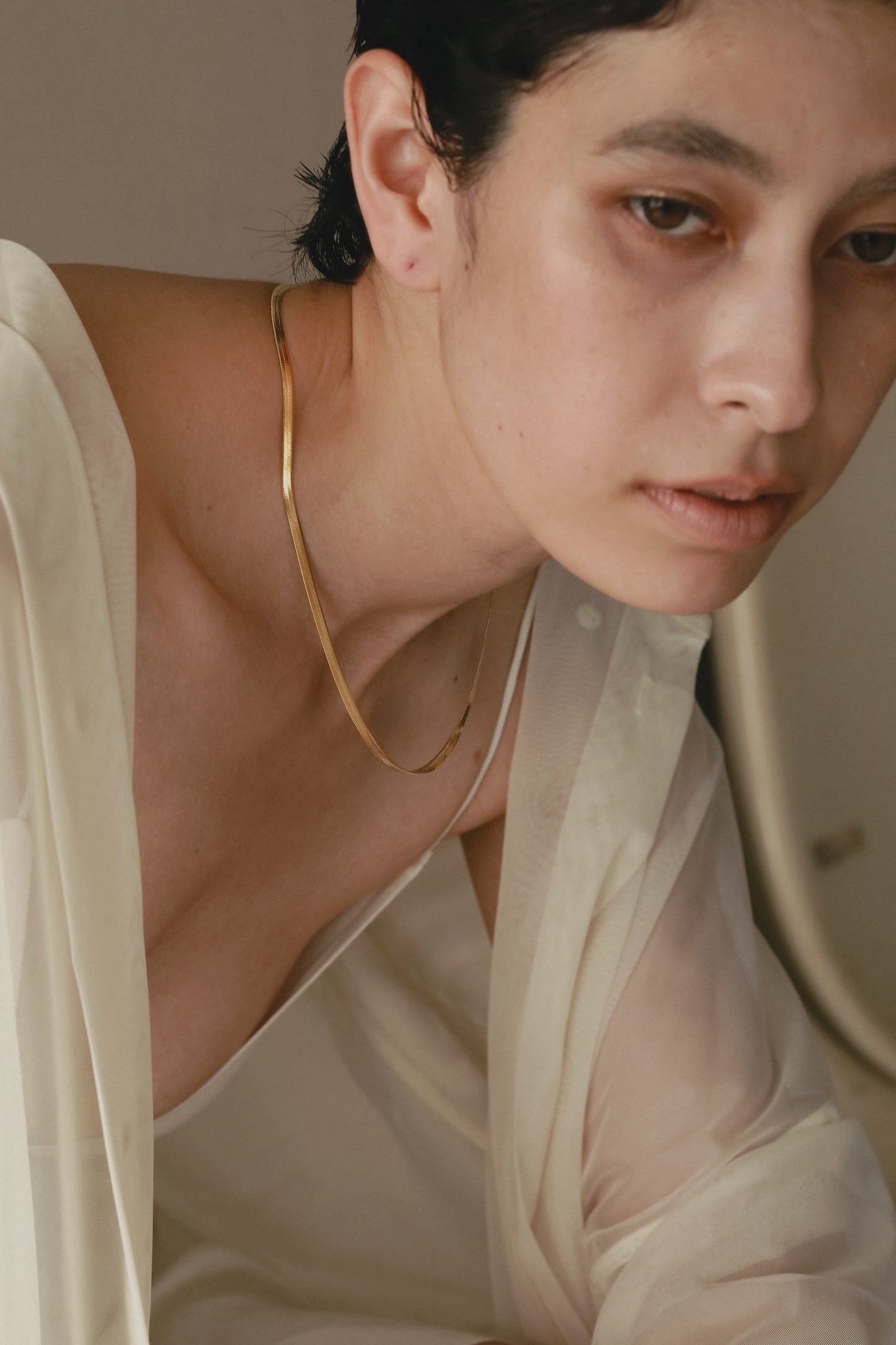 ［316L］Wide snake Necklace (Gold)