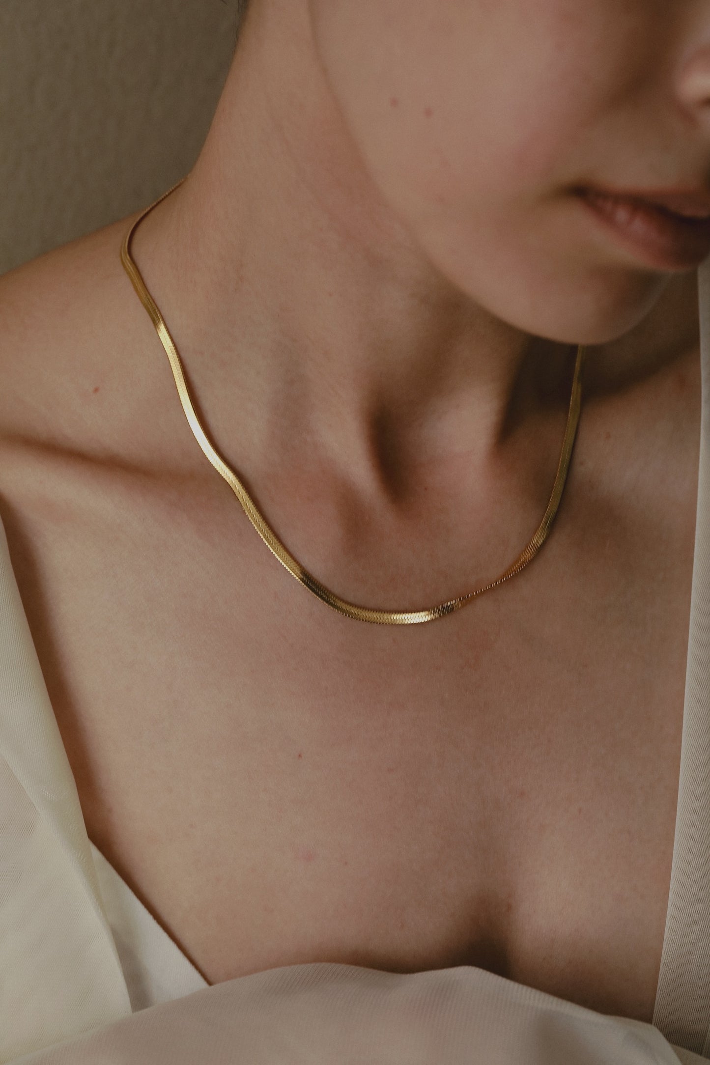 ［316L］Wide snake Necklace (Gold)
