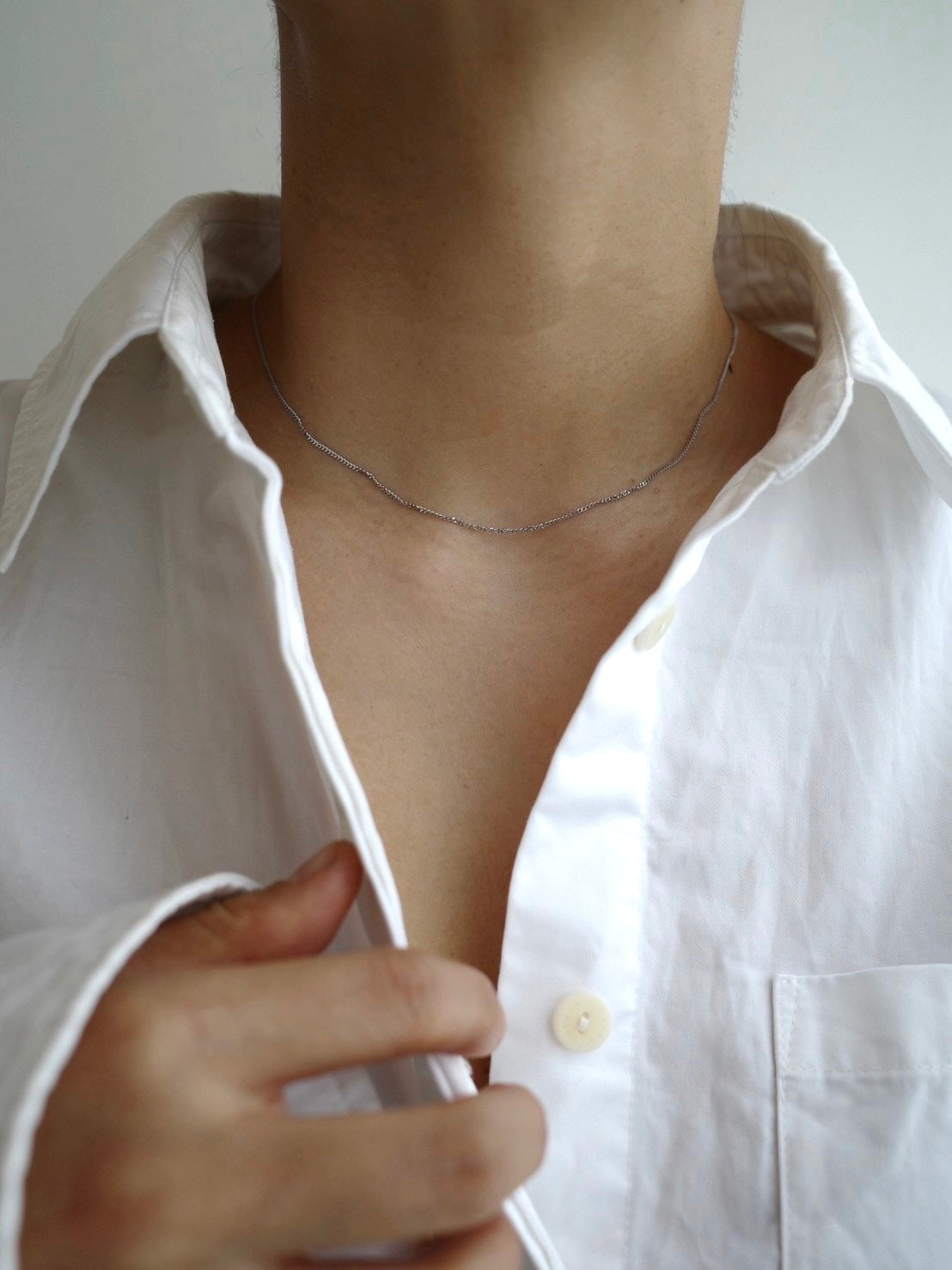 ［サージカルステンレス］Thin chain Necklace (Silver)